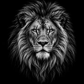 The King of the Wilderness – Lion in Black and White by Elisabeth Rozenberg