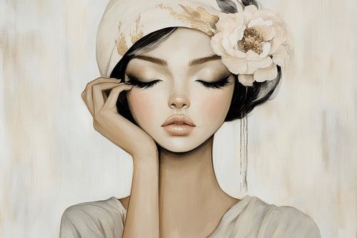 Portret met een zachte uitstraling, pastelkleuren