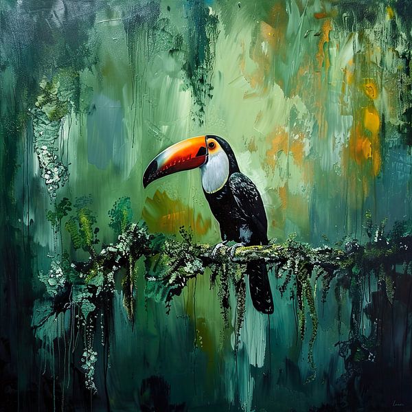Toucan in a rainforest by Lauri Creates