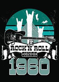 Rock N Roll Since 1960 Father's Day Gift for Dads by Millennial Prints