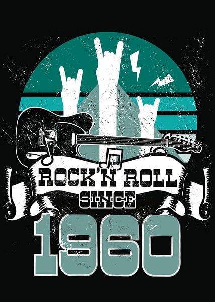 Rock N Roll Since 1960 Father's Day Gift for Dads by Millennial Prints