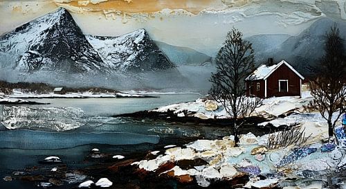 wintry fjord landscape