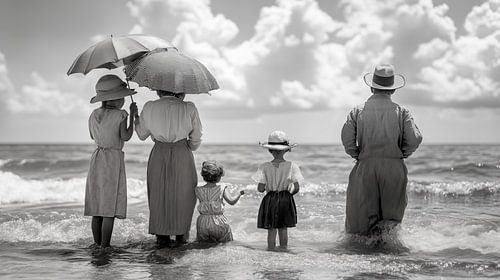 Aan het strand in de jaren 30.