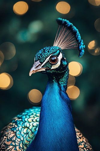 Levendige pauw met intense blik