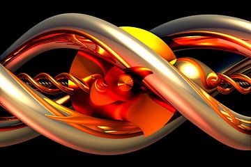Digitale kunst met een spiraal gelijk DNA van W J Kok