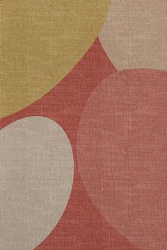 Moderne abstracte geometrische organische retrovormen in aardetinten: roze, geel, beige, rood, wit van Dina Dankers