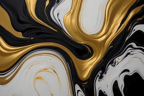 Abstract spel van zwart, wit en gouden tinten