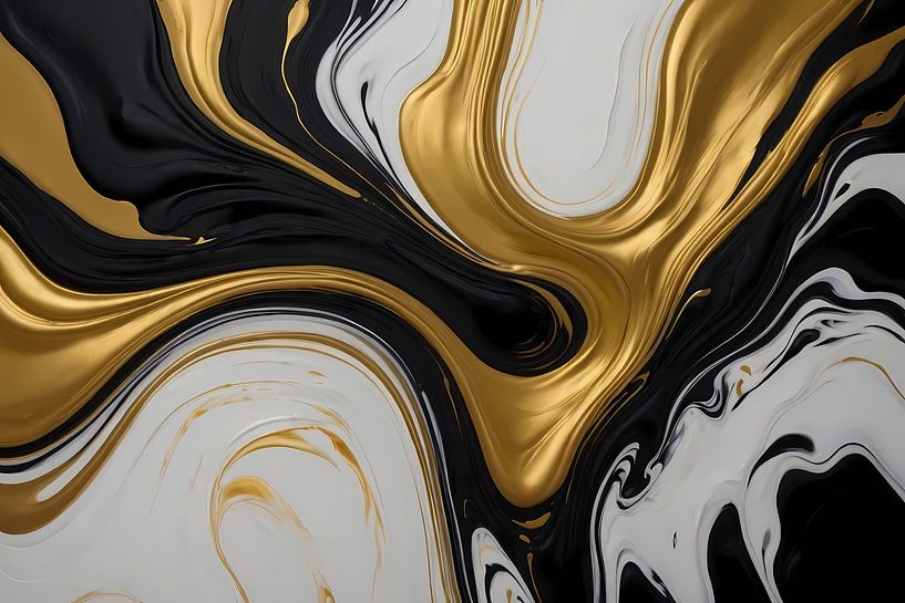 Abstract spel van zwart, wit en gouden tinten van Art & Soul Creations