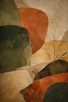 Mosgroen en Terracotta - Organisch Abstract