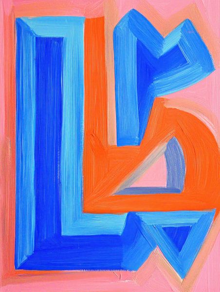 Roze en blauw in abstracte vorm van Franka Poulain