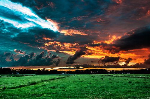 De lucht staat in brand
