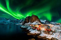 Groen noorderlicht op Scandinavisch Schiereiland