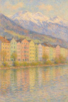 Innsbruck Bunte Häuser im Frühling – Österreichische Stadtlandschaft Impressionistische Kunst von Travel Shop