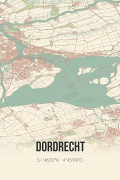 Vintage landkaart van Dordrecht (Zuid-Holland) van MijnStadsPoster