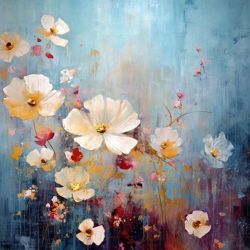 Rendu abstrait moderne d'un champ de fleurs baroque