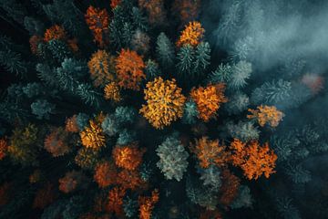 Romantisch herfstbos van fernlichtsicht