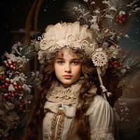Meisje in vintage kerstsfeer