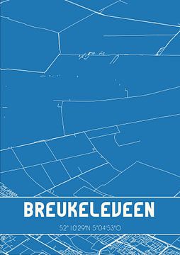 Blaupause | Karte | Breukeleveen (Noord-Holland) von Rezona