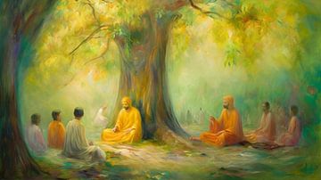 Monniken onder de Bodhi boom van FJB