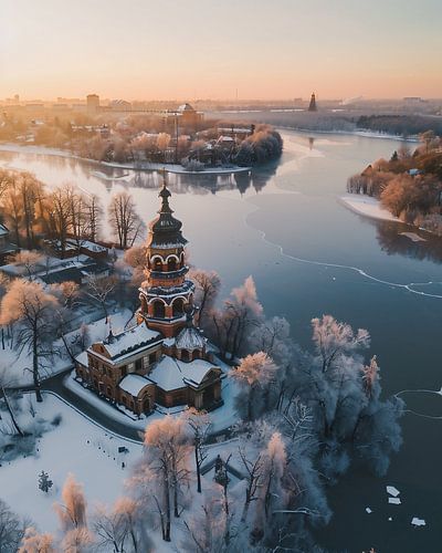 Church in magical light
