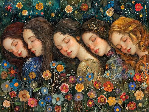 vrouwen bloemen en sterren