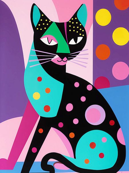 polka colorful cat by haroulita