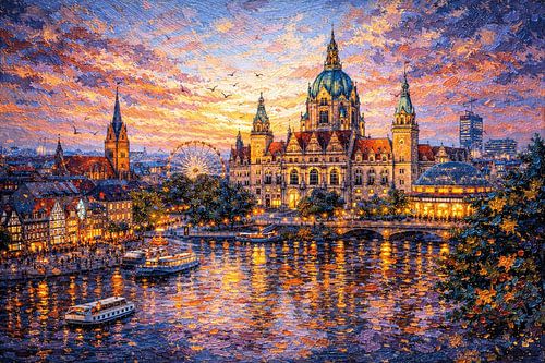 Hannover in Duitsland, een impressionistisch schilderij.