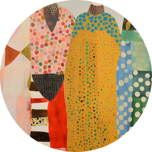 Sisterhood, kleurrijke collage (gezien bij vtwonen) van Carla Van Iersel