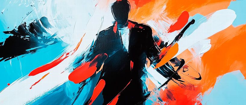 Dynamisches Silhouettenporträt – Farbenspiel von Poster Art Shop