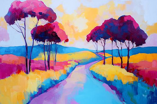 Kleurrijk landschap met bomen