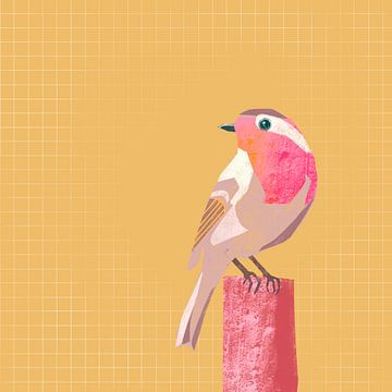 Roodborstje, vogel illustratie van Femke Bender