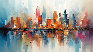 Panorama der Stadt der Farbe, Farben Kunst Design