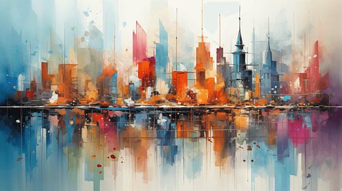 Panorama van de stad van kleur, kleuren kunst design