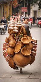 Street vendoron a bike  in Hanoi, Vietnam by Dirk Verwoerd
