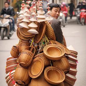 Hanoi, Vietnam, vendeur de rue à vélo sur Dirk Verwoerd