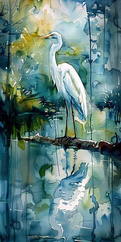 Reiger in Aquarelwereld