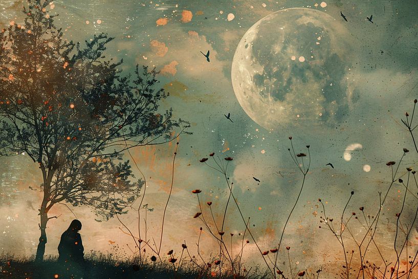 A quiet contemplation under the moon by Art & Soul Creations