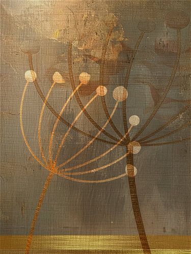 Art Japandi. Collage de nature morte de griffe d'ours en or