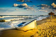 Lonely rowing boat on the sandy beach of Sousse in Tunisia by Dieter Walther thumbnail