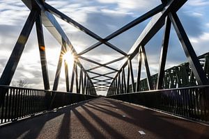 Asymmetrischer Blick über die Fahrradbrücke "De Maasover"