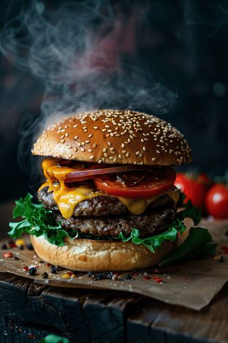 Hete cheeseburger - Stijlvolle keukenposter