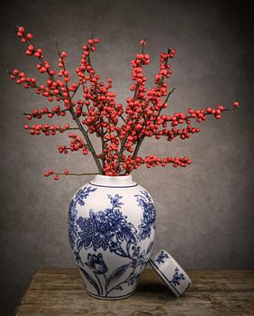 Stilleben Beeren in Vase: "Rot weiß blau"