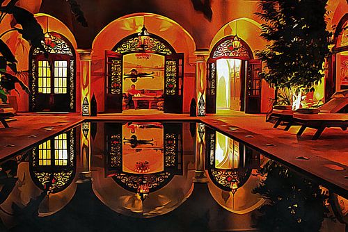 Riad atmosphérique la nuit à Marrakech