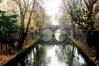 Oudegracht met de Hamburgerbrug in Utrecht op een mistige novemberochtend van De Utrechtse Grachten thumbnail