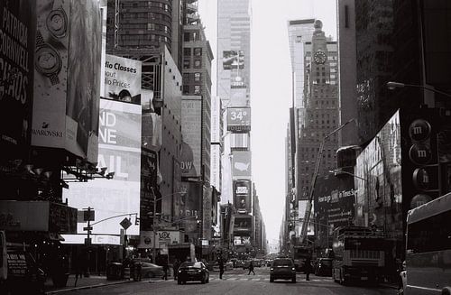 Times Square in New York. Black and white