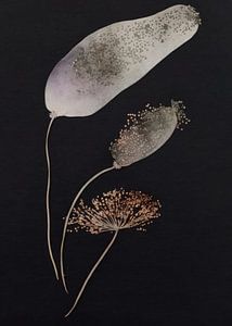 Flatlay von gepressten Blumen kombiniert mit Aquarellfarbe