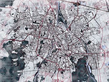 Karte von Augsburg im stil 'White winter' von Maporia