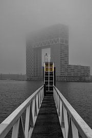 Landing stage in foggy Amsterdam by Peter Bartelings