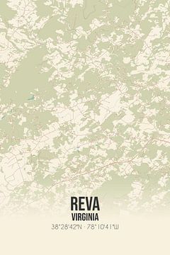 Carte ancienne de Reva (Virginie), USA. sur Rezona