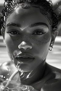 Portrait d'une femme à l'allure rafraîchie en noir et blanc